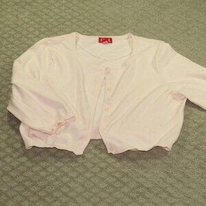 Elle Women's XL Light Pink Cropped 3/4 Sleeve Button Up Cardigan